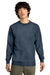 District DT6104 Mens Very Important Fleece Crewneck Sweatshirt Heather Navy Blue Model Front