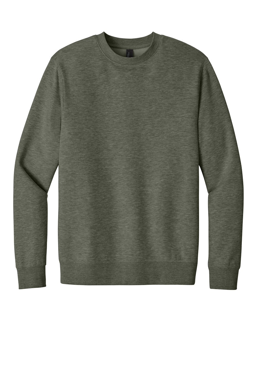 District DT6104 Mens Very Important Fleece Crewneck Sweatshirt Heather Olive Green Flat Front