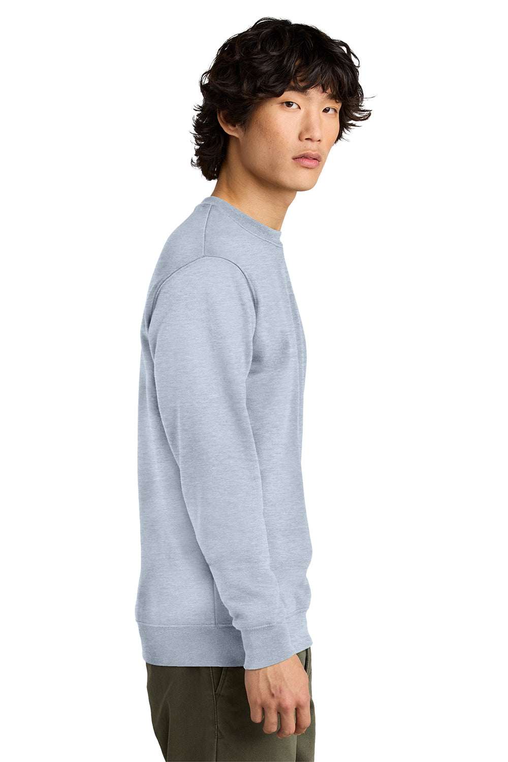 District DT6104 Mens Very Important Fleece Crewneck Sweatshirt Heather Light Grey Model Side