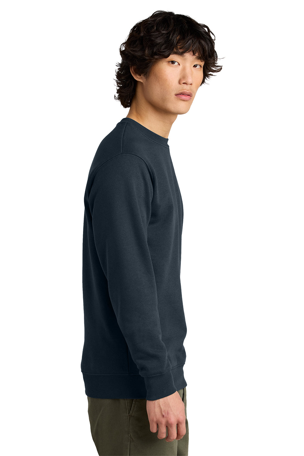 District DT6104 Mens Very Important Fleece Crewneck Sweatshirt New Navy Blue Model Side