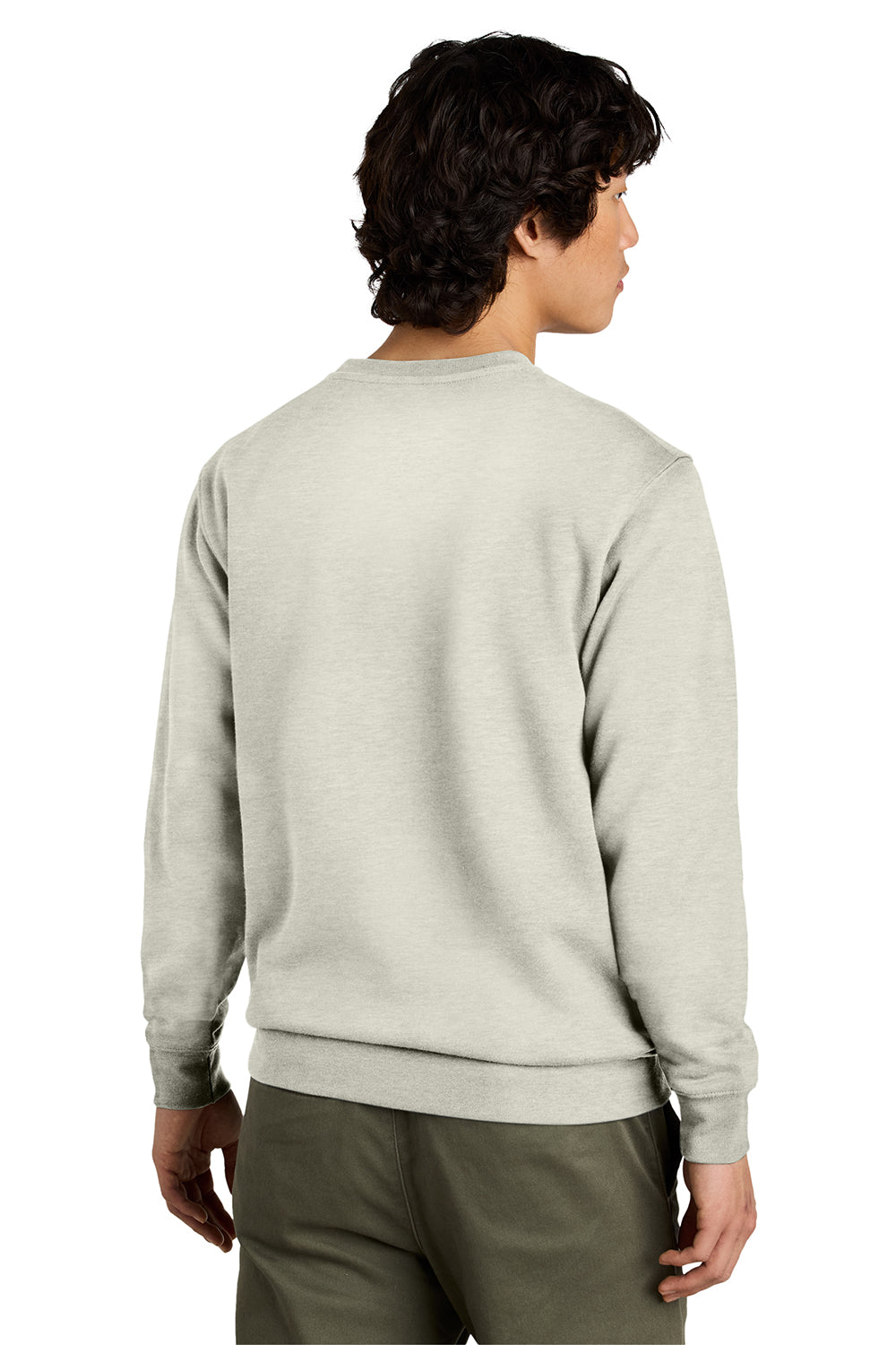 District DT6104 Mens Very Important Fleece Crewneck Sweatshirt Heather Oatmeal Model Back