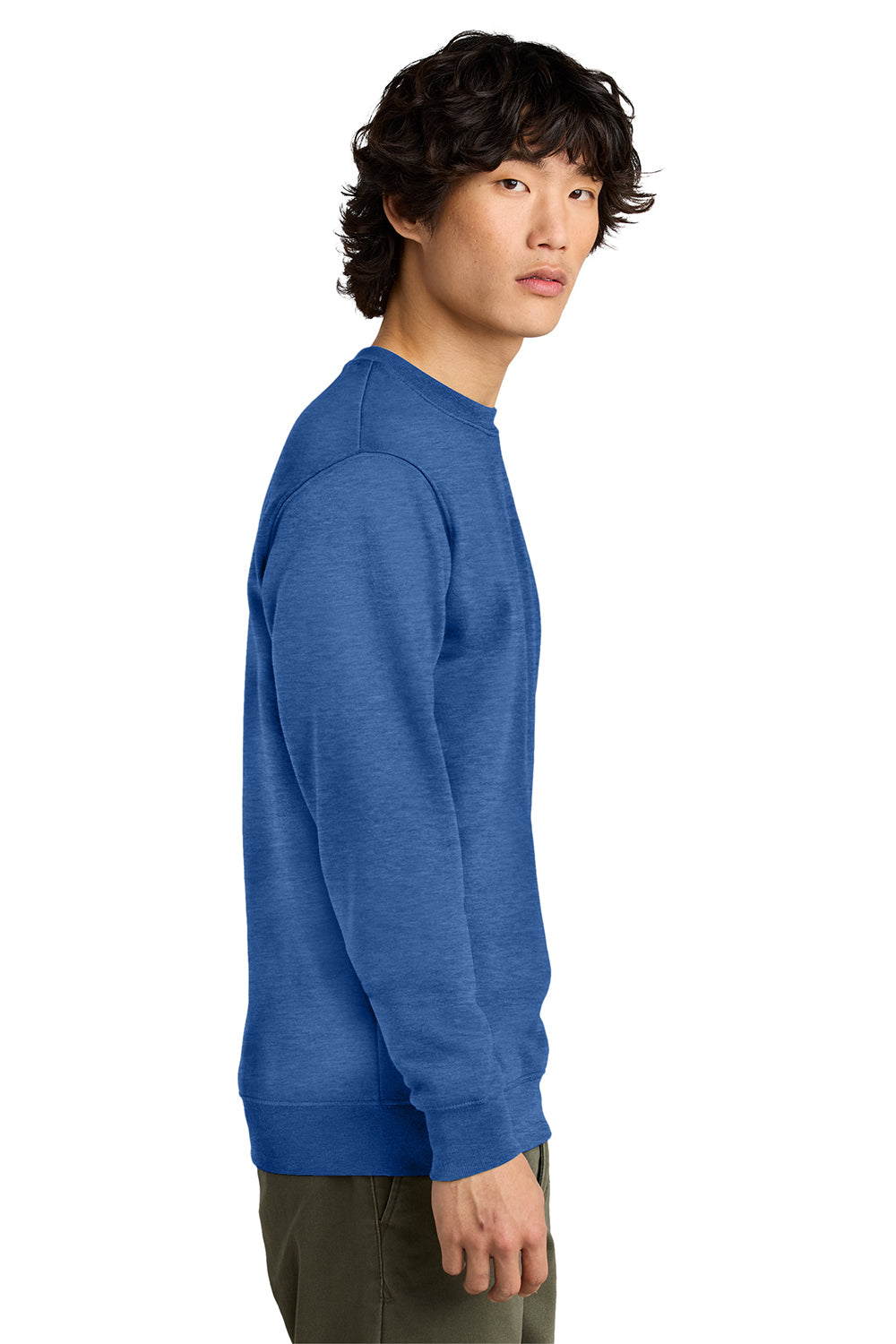 District DT6104 Mens Very Important Fleece Crewneck Sweatshirt Royal Blue Frost Model Side