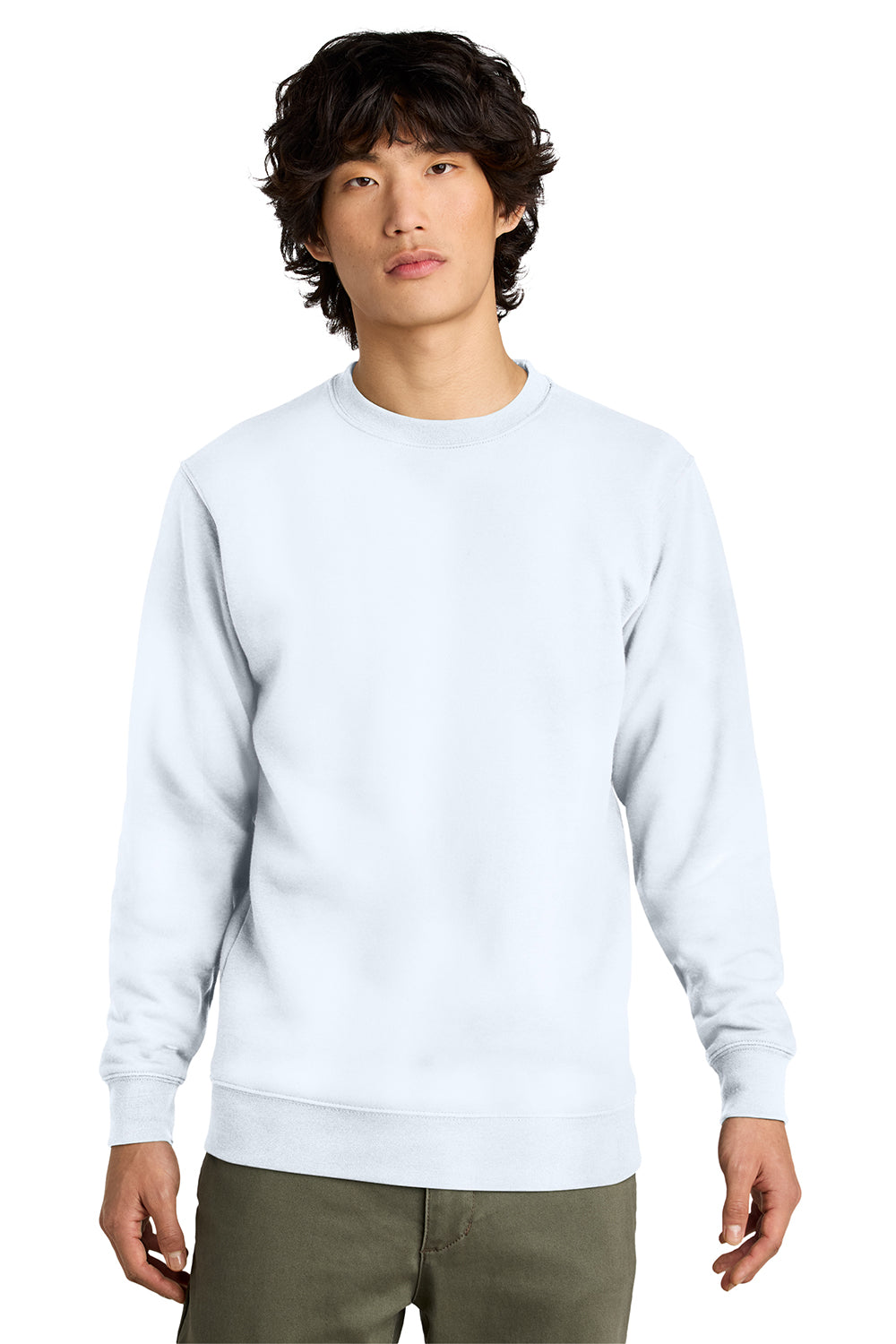 District DT6104 Mens Very Important Fleece Crewneck Sweatshirt White Model Front