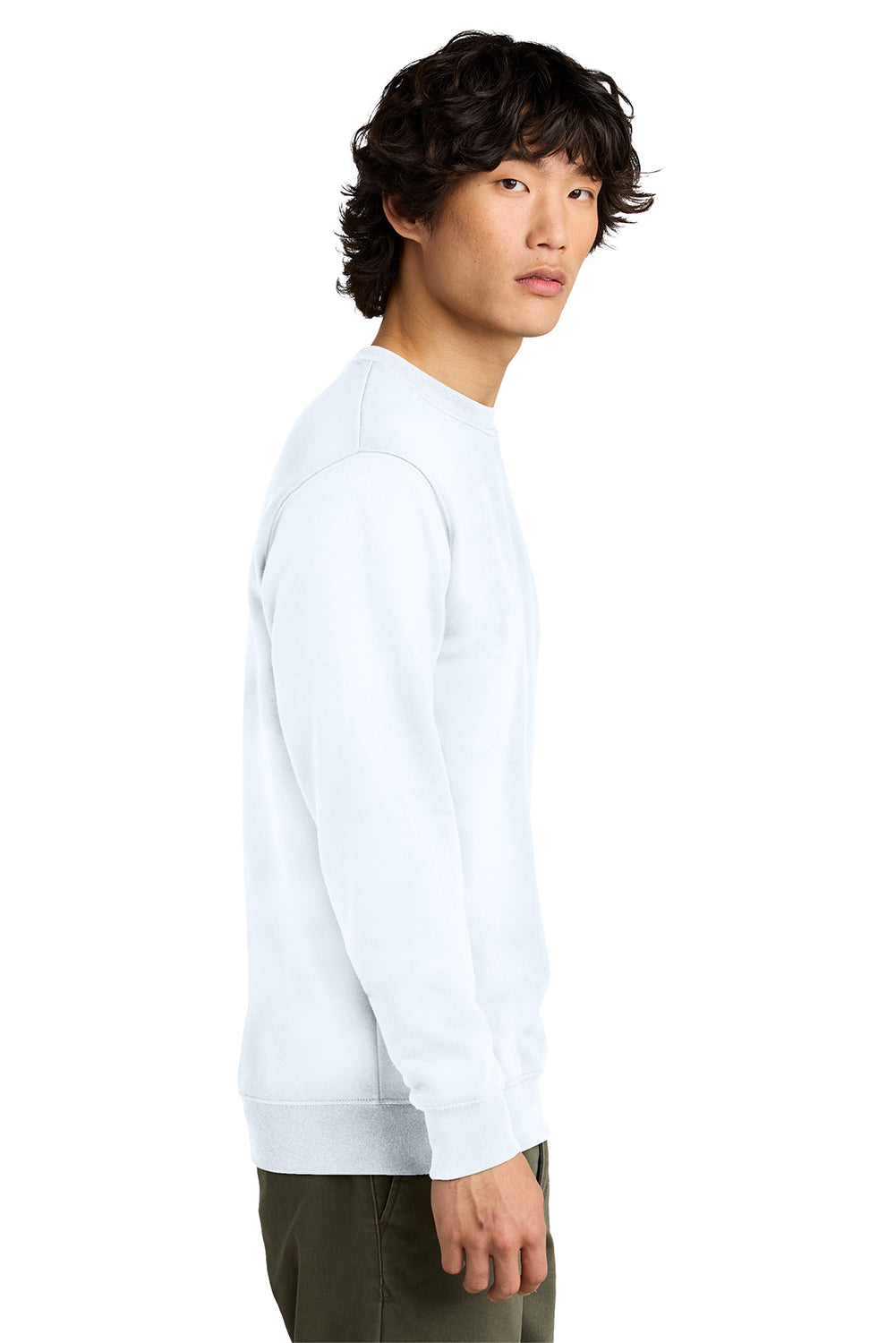 District DT6104 Mens Very Important Fleece Crewneck Sweatshirt White Model Side