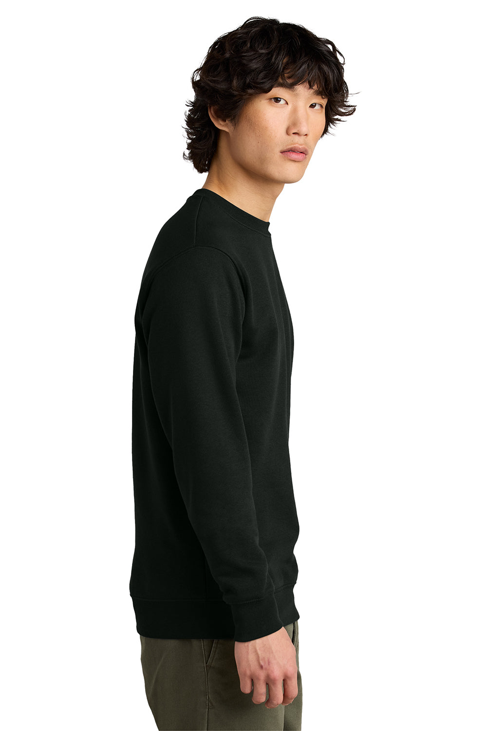 District DT6104 Mens Very Important Fleece Crewneck Sweatshirt Black Model Side