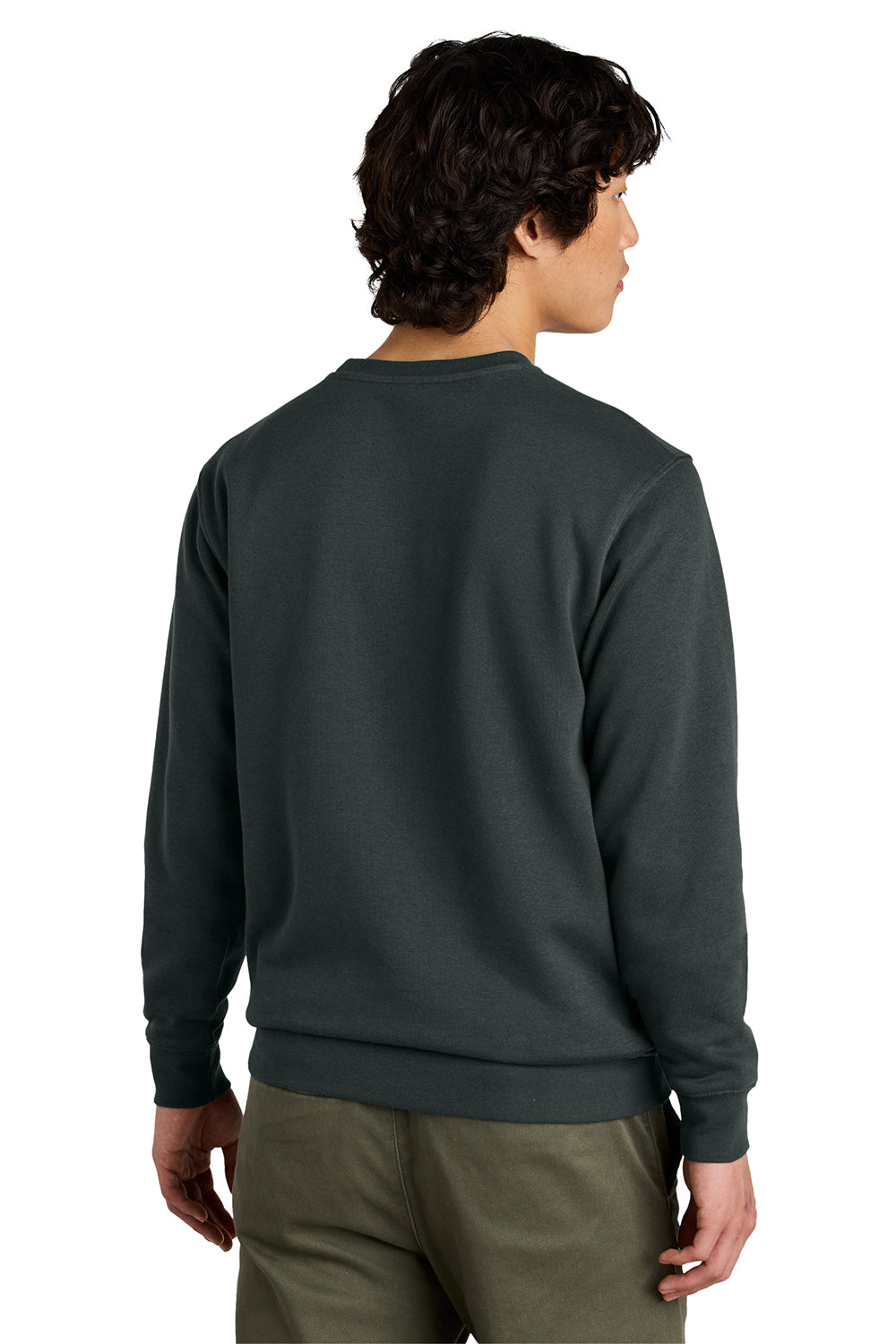 District DT6104 Mens Very Important Fleece Crewneck Sweatshirt Charcoal Grey Model Back