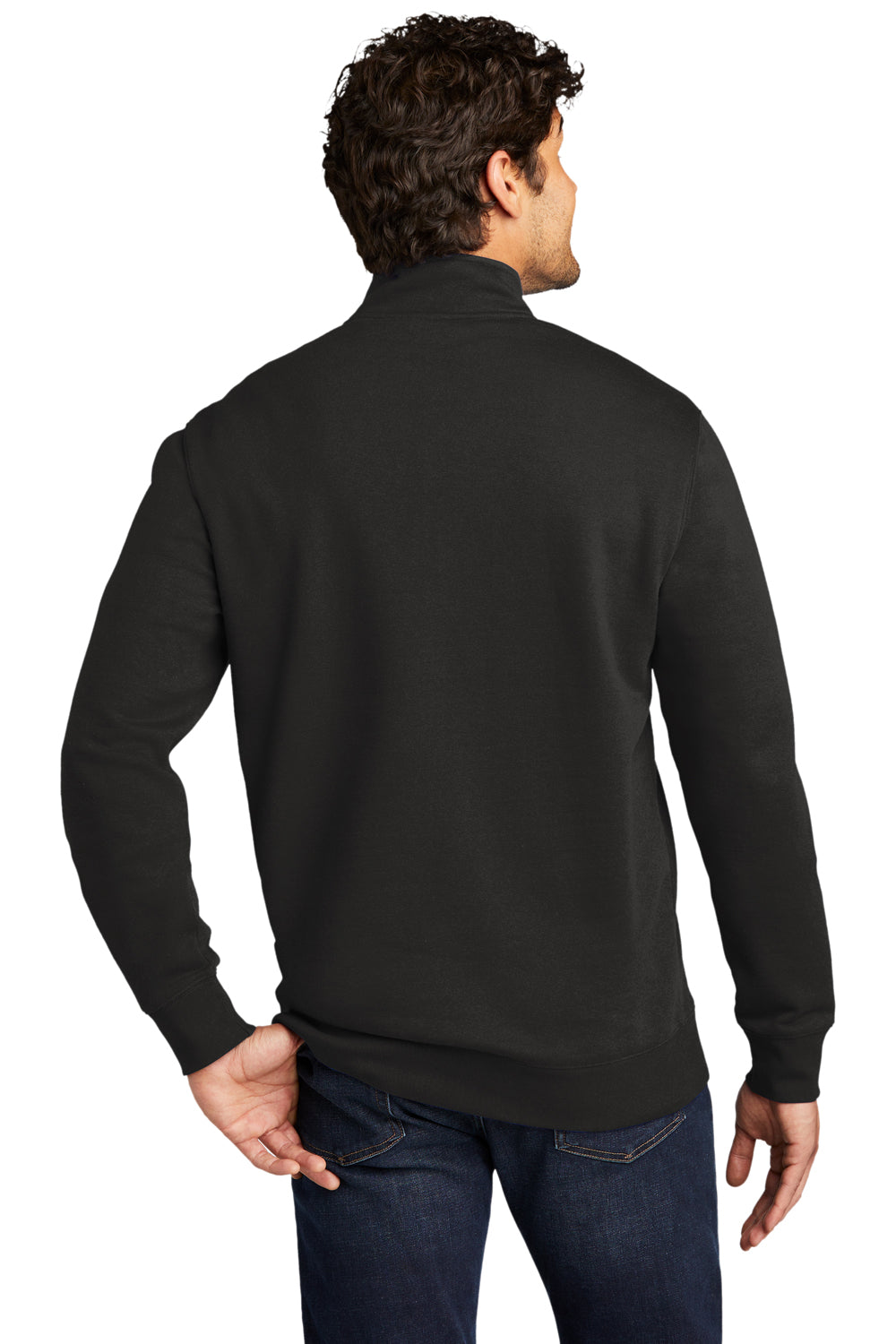 District DT6106 Mens Very Important 1/4 Zip Sweatshirt Black Model Back