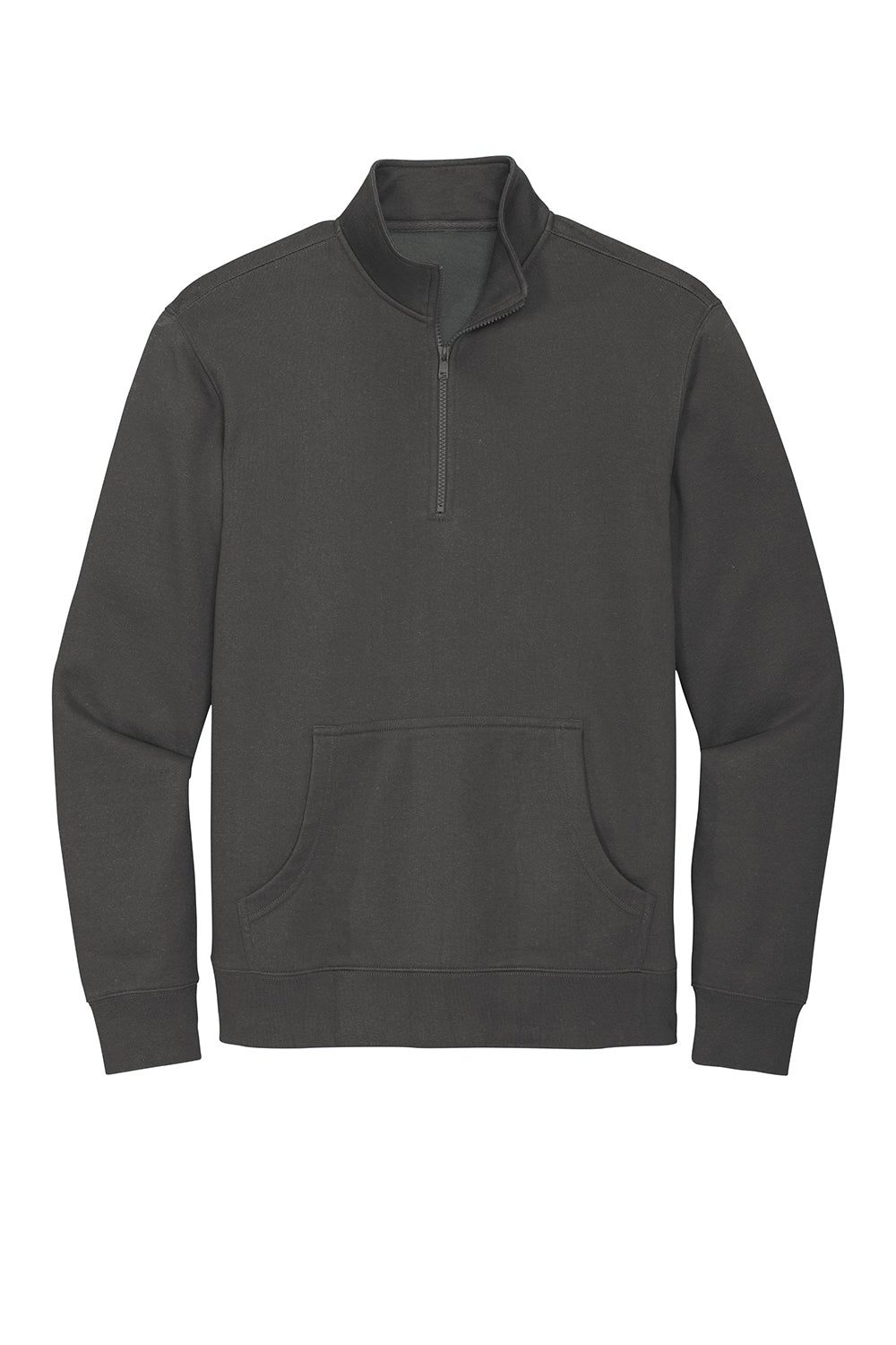 District DT6106 Mens Very Important 1/4 Zip Sweatshirt Charcoal Grey Flat Front