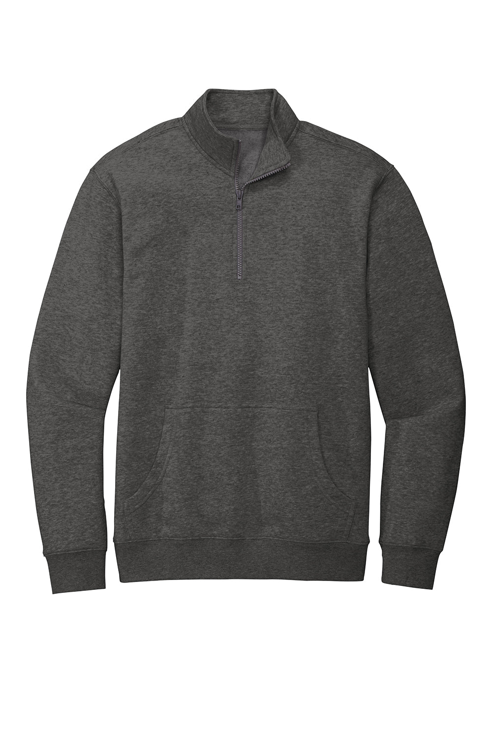 District DT6106 Mens Very Important 1/4 Zip Sweatshirt Heather Charcoal Grey Flat Front