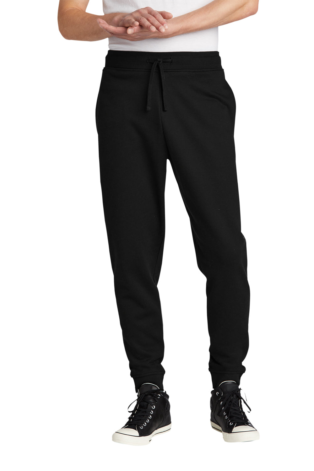 District DT6107 Mens V.I.T. Fleece Jogger Sweatpants w/ Pockets Black Model Front