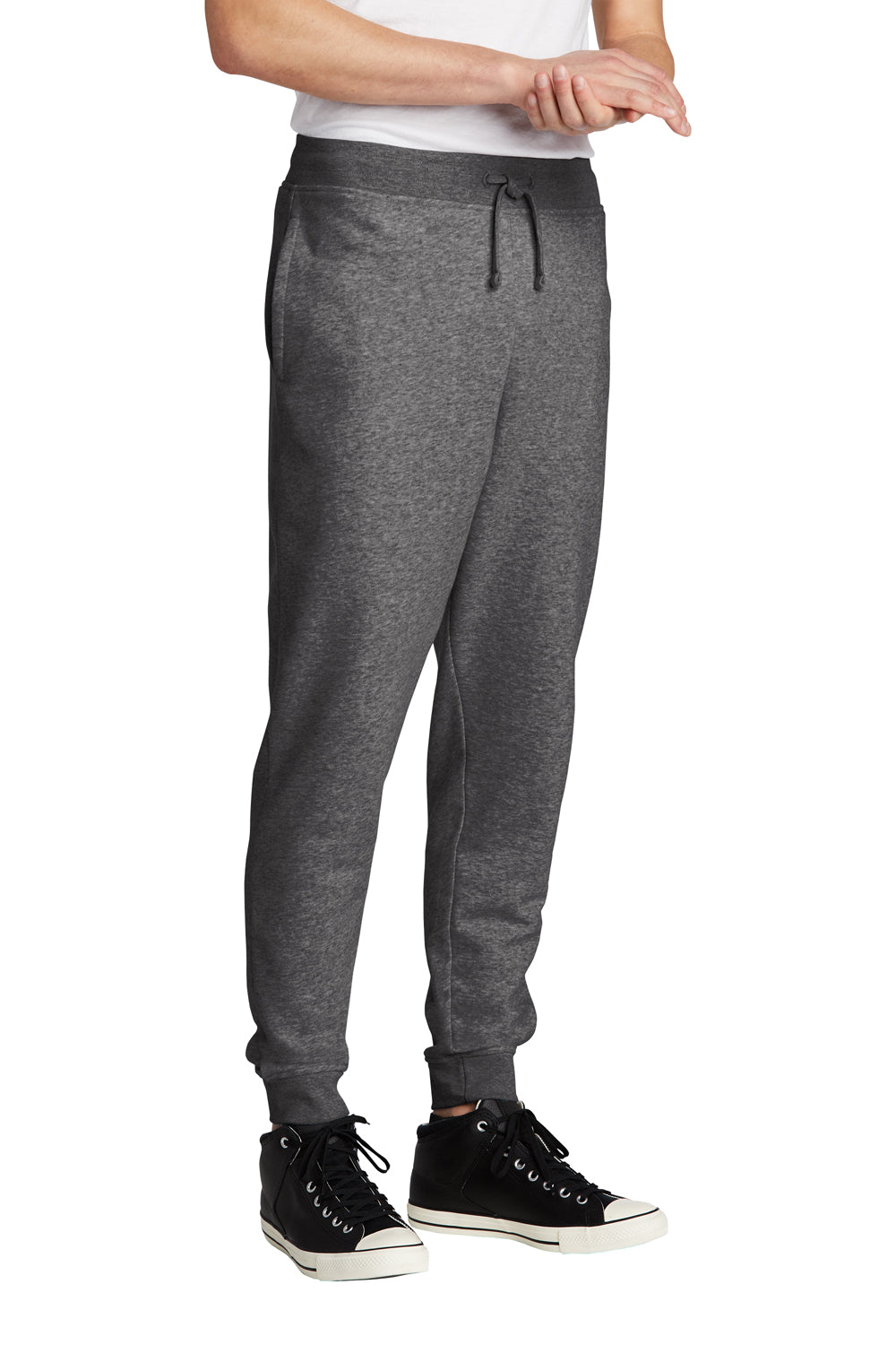 District DT6107 Mens V.I.T. Fleece Jogger Sweatpants w/ Pockets Heather Charcoal Grey Model 3q