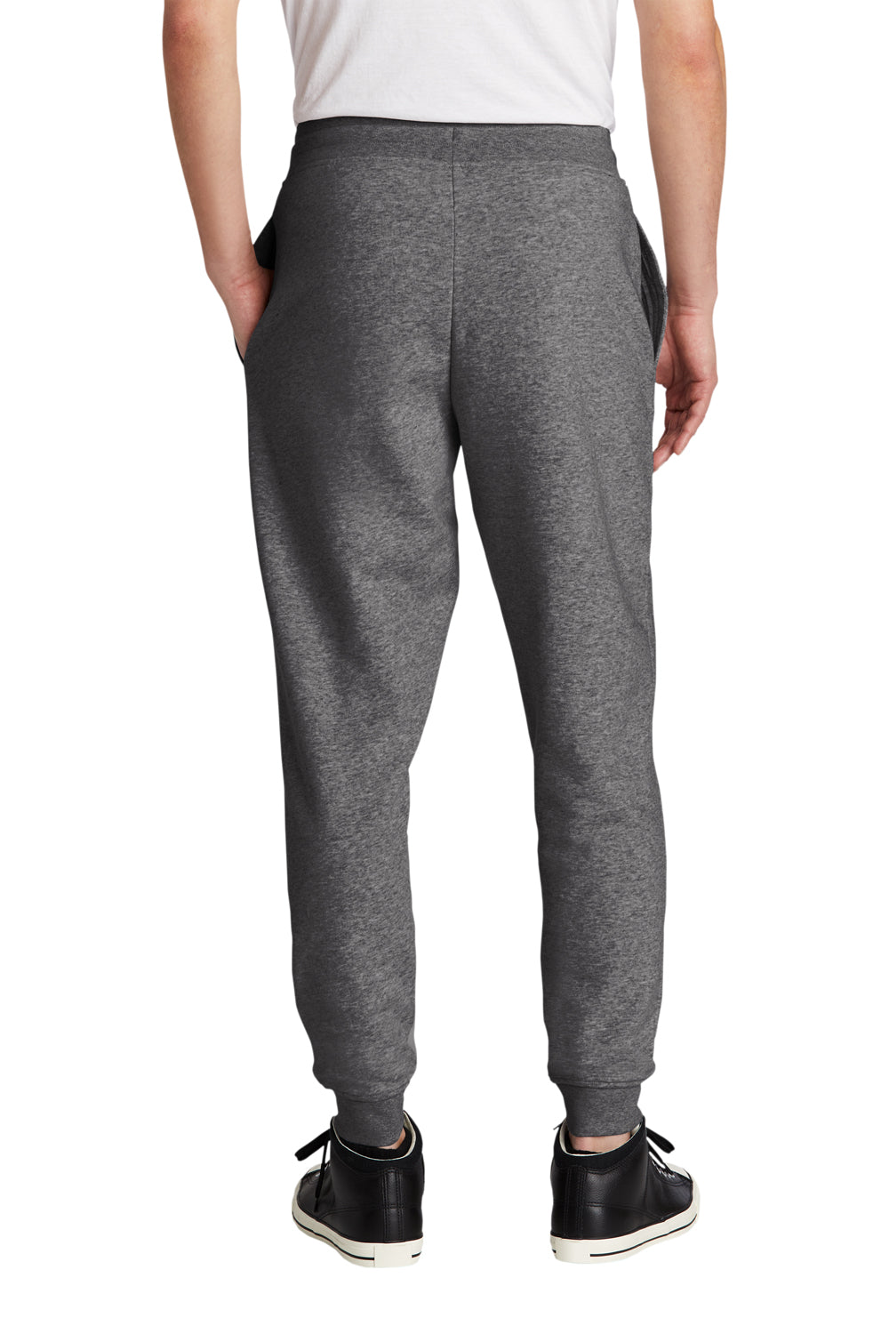 District DT6107 Mens V.I.T. Fleece Jogger Sweatpants w/ Pockets Heather Charcoal Grey Model Back