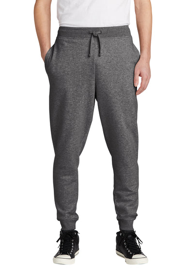 District DT6107 Mens V.I.T. Fleece Jogger Sweatpants w/ Pockets Heather Charcoal Grey Model Front