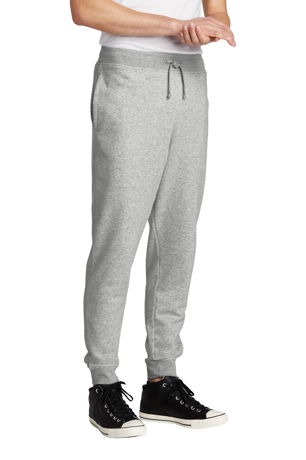 District DT6107 Mens V.I.T. Fleece Jogger Sweatpants w/ Pockets Heather Light Grey Model 3q