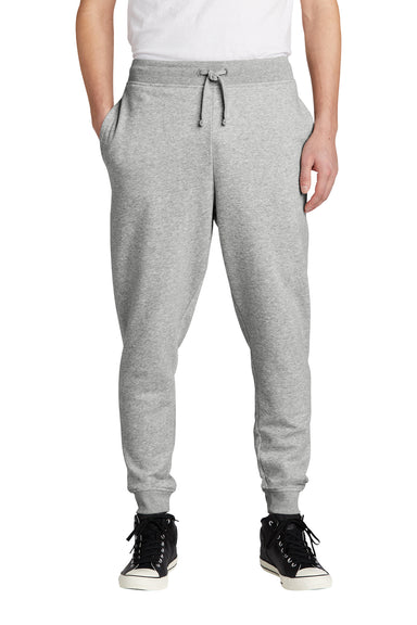 District DT6107 Mens V.I.T. Fleece Jogger Sweatpants w/ Pockets Heather Light Grey Model Front