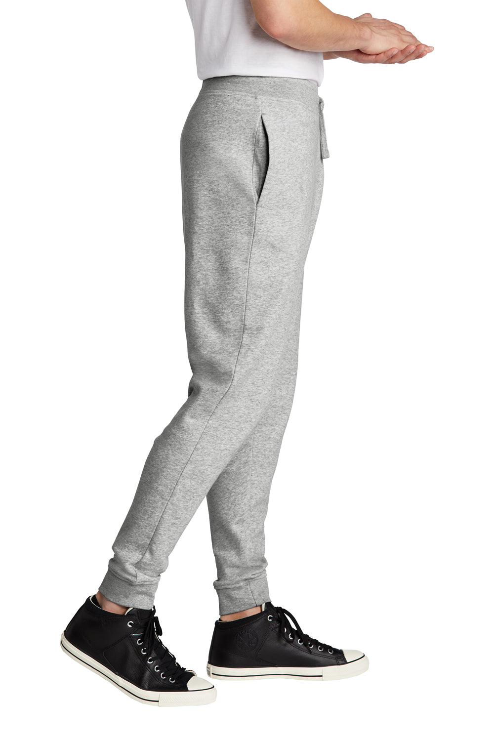 District DT6107 Mens V.I.T. Fleece Jogger Sweatpants w/ Pockets Heather Light Grey Model Side