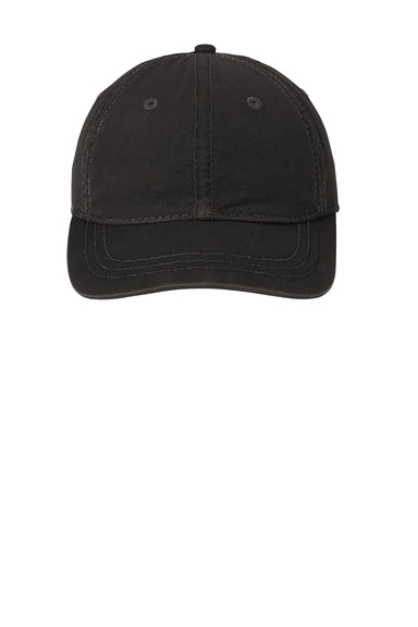 District DT610 Mens Adjustable Hat Black Flat Front