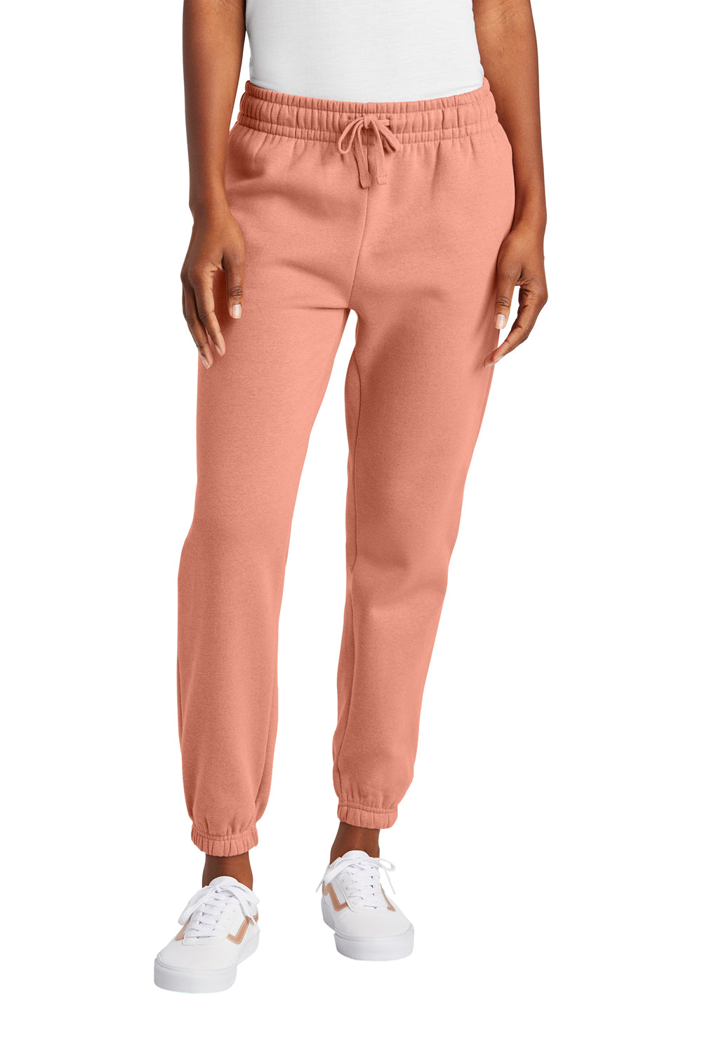 District DT6110 Womens V.I.T. Fleece Sweatpants w/ Pockets Desert Rose Model Front