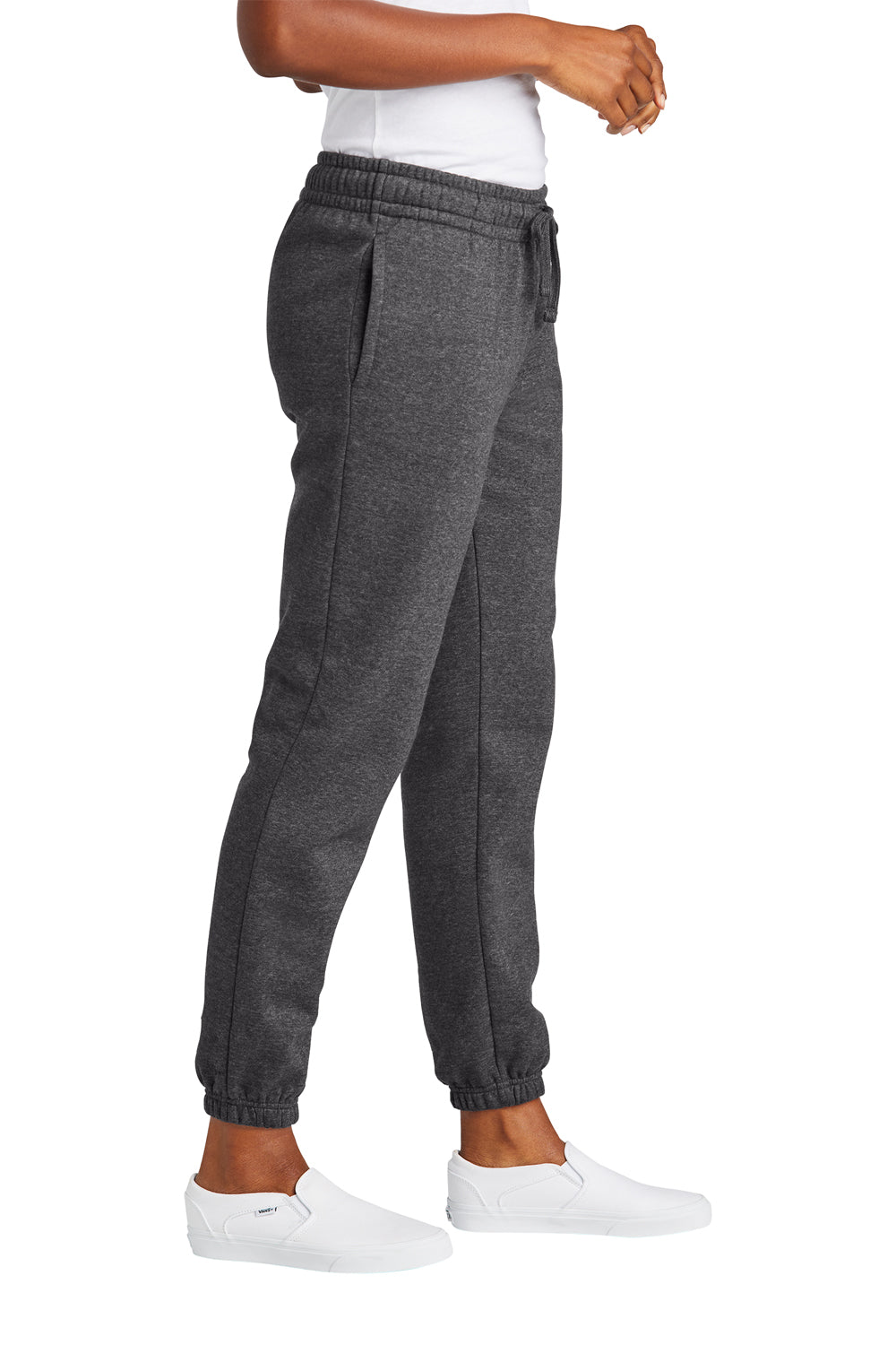 District DT6110 Womens V.I.T. Fleece Sweatpants w/ Pockets Heather Charcoal Grey Model Side