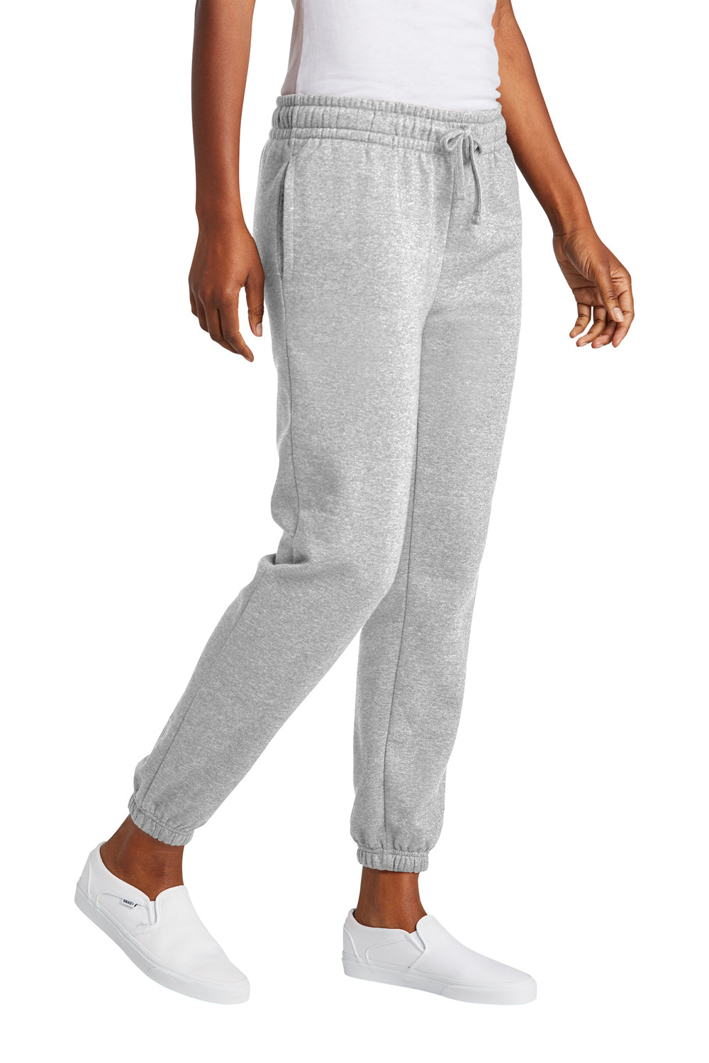 District DT6110 Womens V.I.T. Fleece Sweatpants w/ Pockets Heather Light Grey Model 3q