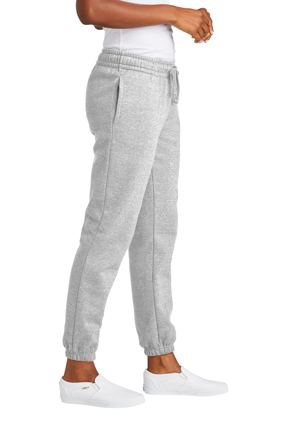 District DT6110 Womens V.I.T. Fleece Sweatpants w/ Pockets Heather Light Grey Model Side