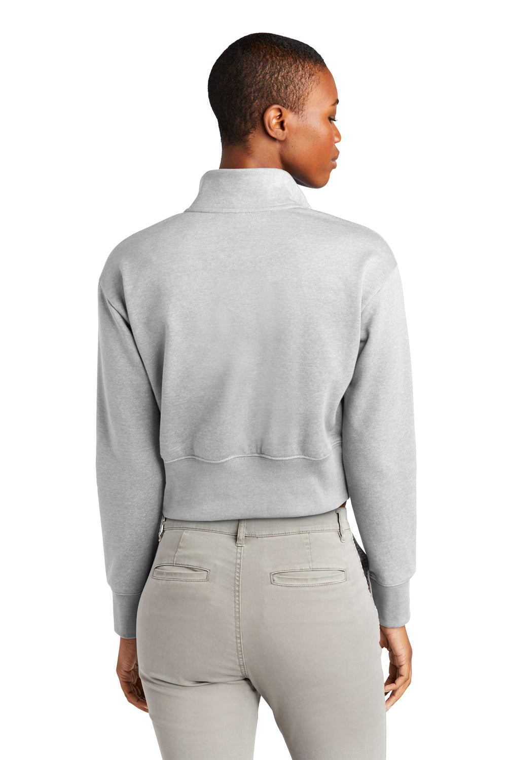 District DT6111 Womens V.I.T. Fleece 1/4 Zip Sweatshirt Heather Light Grey Model Back