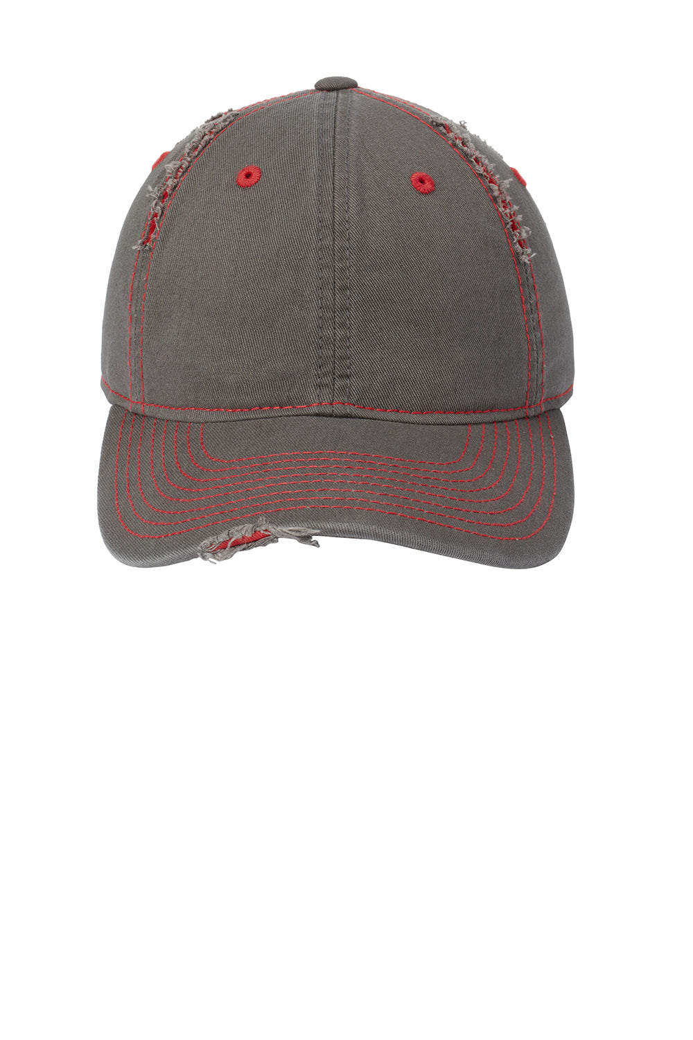 District DT612 Mens Adjustable Hat Nickel Grey/New Red Flat Front