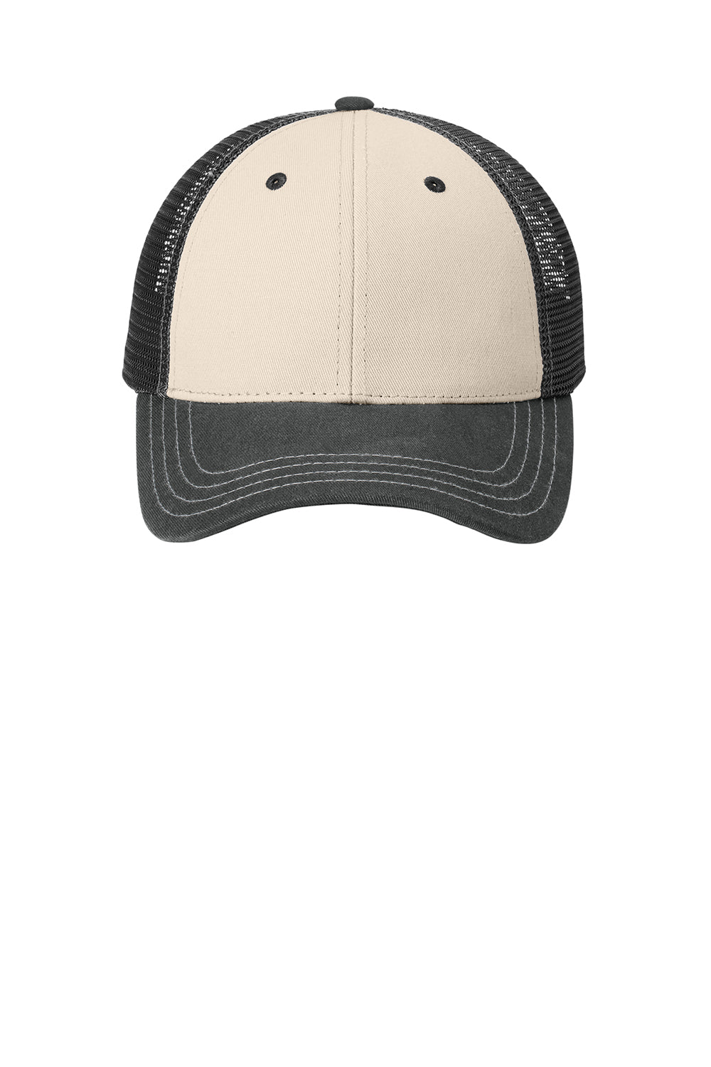 District DT616 Mens Adjustable Hat Sandstone/Charcoal Grey Flat Front