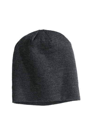 District DT618 Mens Slouch Beanie Heather Charcoal Grey Flat Front