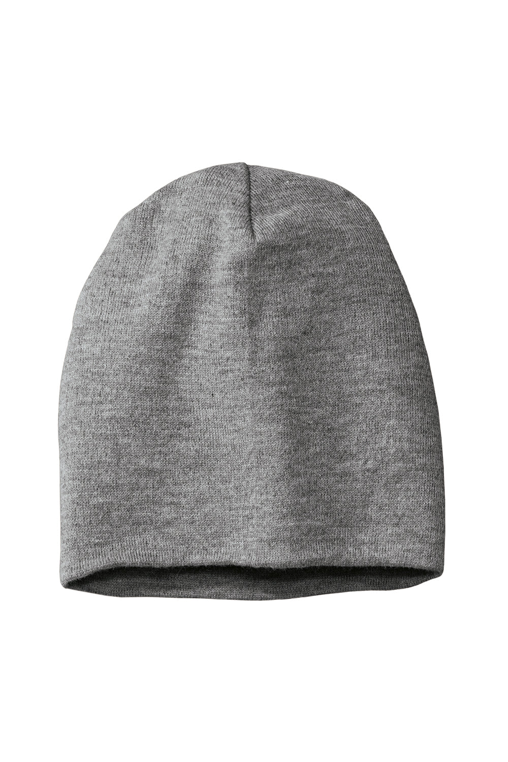 District DT618 Mens Slouch Beanie Heather Light Grey Flat Front