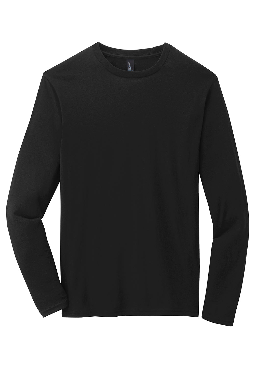 District DT6200 Mens Very Important Long Sleeve Crewneck T-Shirt Black Flat Front