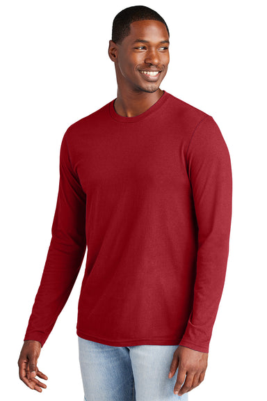 District DT6200 Mens Very Important Long Sleeve Crewneck T-Shirt Classic Red Model Front