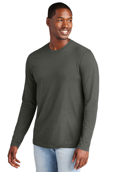 District DT6200 Mens Very Important Long Sleeve Crewneck T-Shirt Deepest Grey Model Front