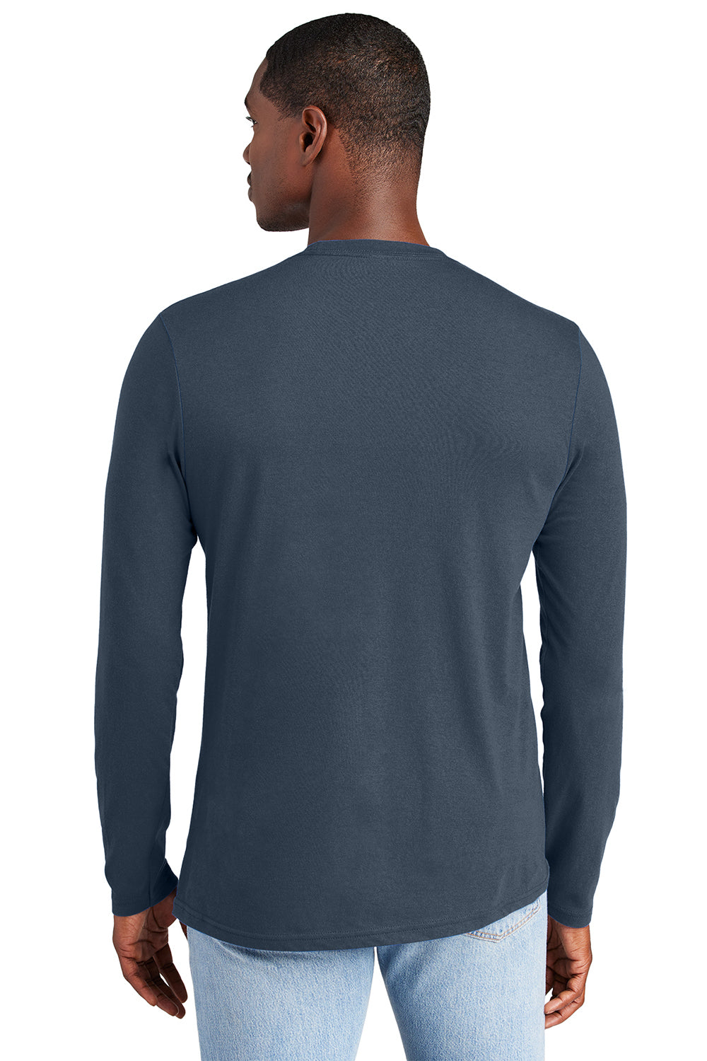 District DT6200 Mens Very Important Long Sleeve Crewneck T-Shirt New Navy Blue Model Back