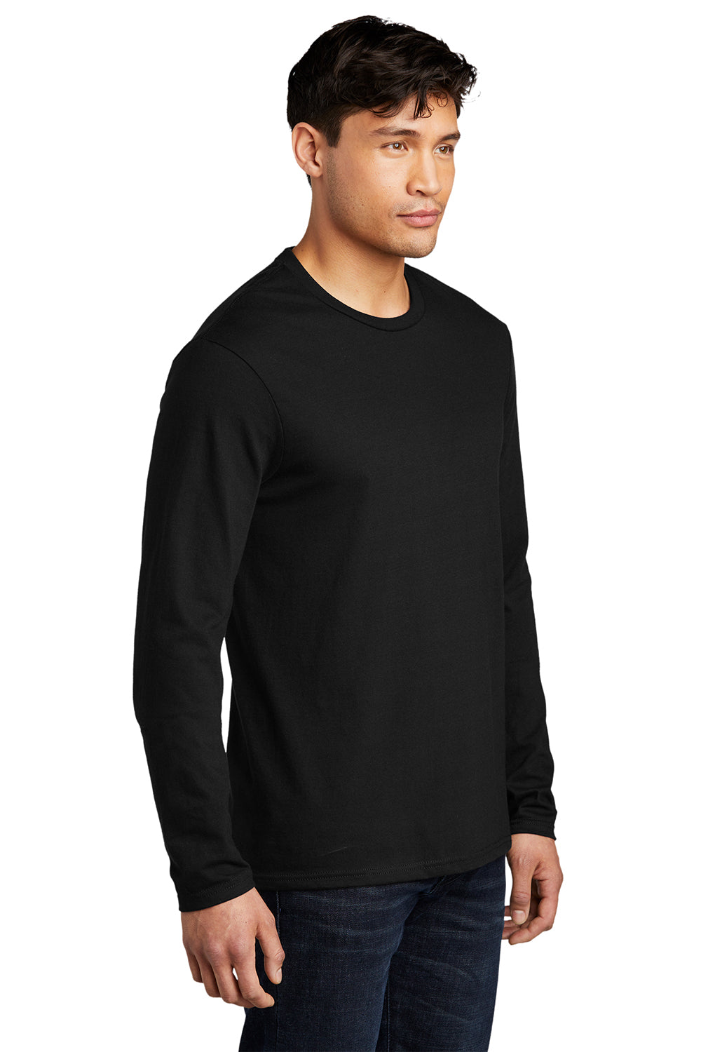 District DT6200 Mens Very Important Long Sleeve Crewneck T-Shirt Black Model 3q