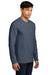 District DT6200 Mens Very Important Long Sleeve Crewneck T-Shirt Heather Navy Blue Model 3q