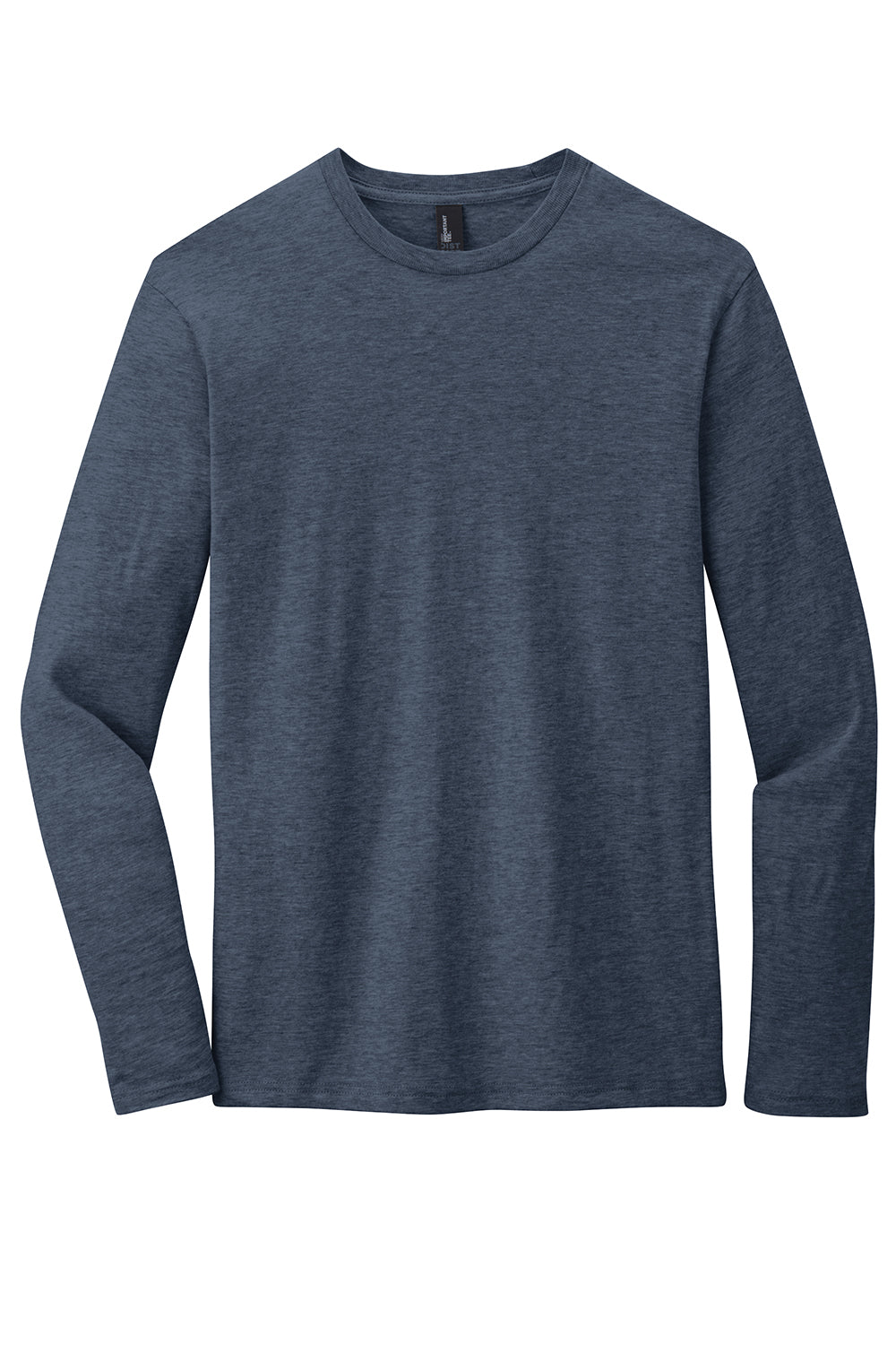 District DT6200 Mens Very Important Long Sleeve Crewneck T-Shirt Heather Navy Blue Flat Front