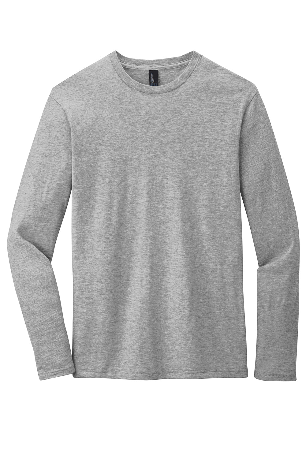 District DT6200 Mens Very Important Long Sleeve Crewneck T-Shirt Heather Light Grey Flat Front