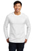 District DT6200 Mens Very Important Long Sleeve Crewneck T-Shirt White Model Front