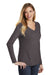 District DT6201 Womens Very Important Long Sleeve V-Neck T-Shirts Heather Charcoal Grey Model 3q