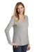 District DT6201 Womens Very Important Long Sleeve V-Neck T-Shirts Heather Light Grey Model 3q