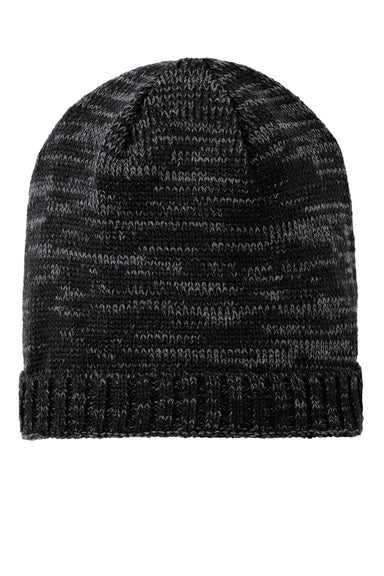 District DT620 Mens Space Dyed Beanie Black/Charcoal Grey Flat Front