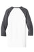 District DT6210 Mens Very Important 3/4 Sleeve Crewneck T-Shirt White/Heather Charcoal Grey Flat Back