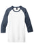 District DT6210 Mens Very Important 3/4 Sleeve Crewneck T-Shirt White/Heather Navy Blue Flat Front