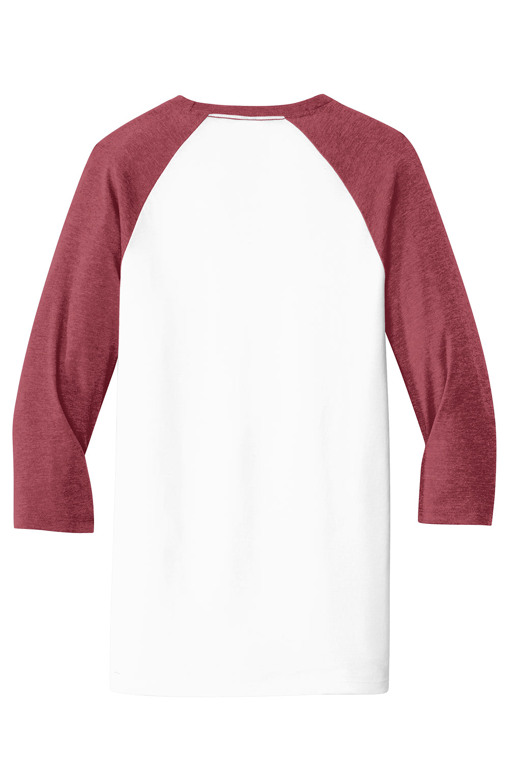 District DT6210 Mens Very Important 3/4 Sleeve Crewneck T-Shirt White/Heather Red Flat Back