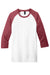 District DT6210 Mens Very Important 3/4 Sleeve Crewneck T-Shirt White/Heather Red Flat Front