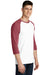 District DT6210 Mens Very Important 3/4 Sleeve Crewneck T-Shirt White/Heather Red Model 3q