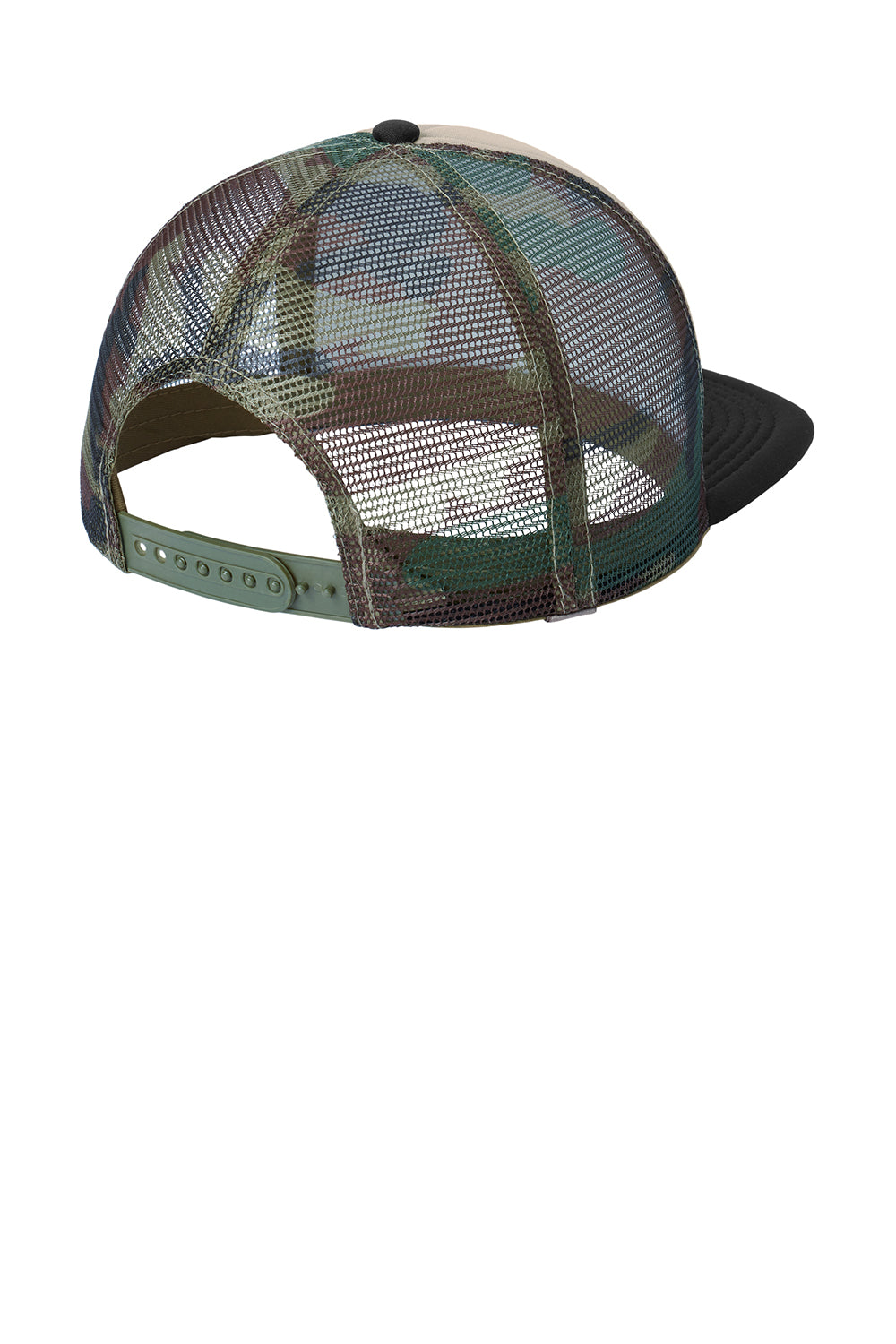 District DT624 Mens Flat Bill Snapback Trucker Hat Military Camo Flat Back