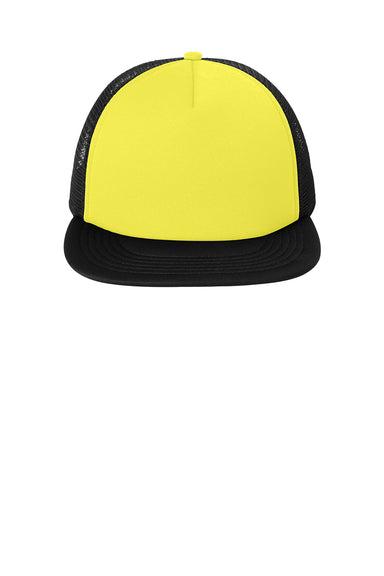 District DT624 Mens Flat Bill Snapback Trucker Hat Neon Yellow Flat Front