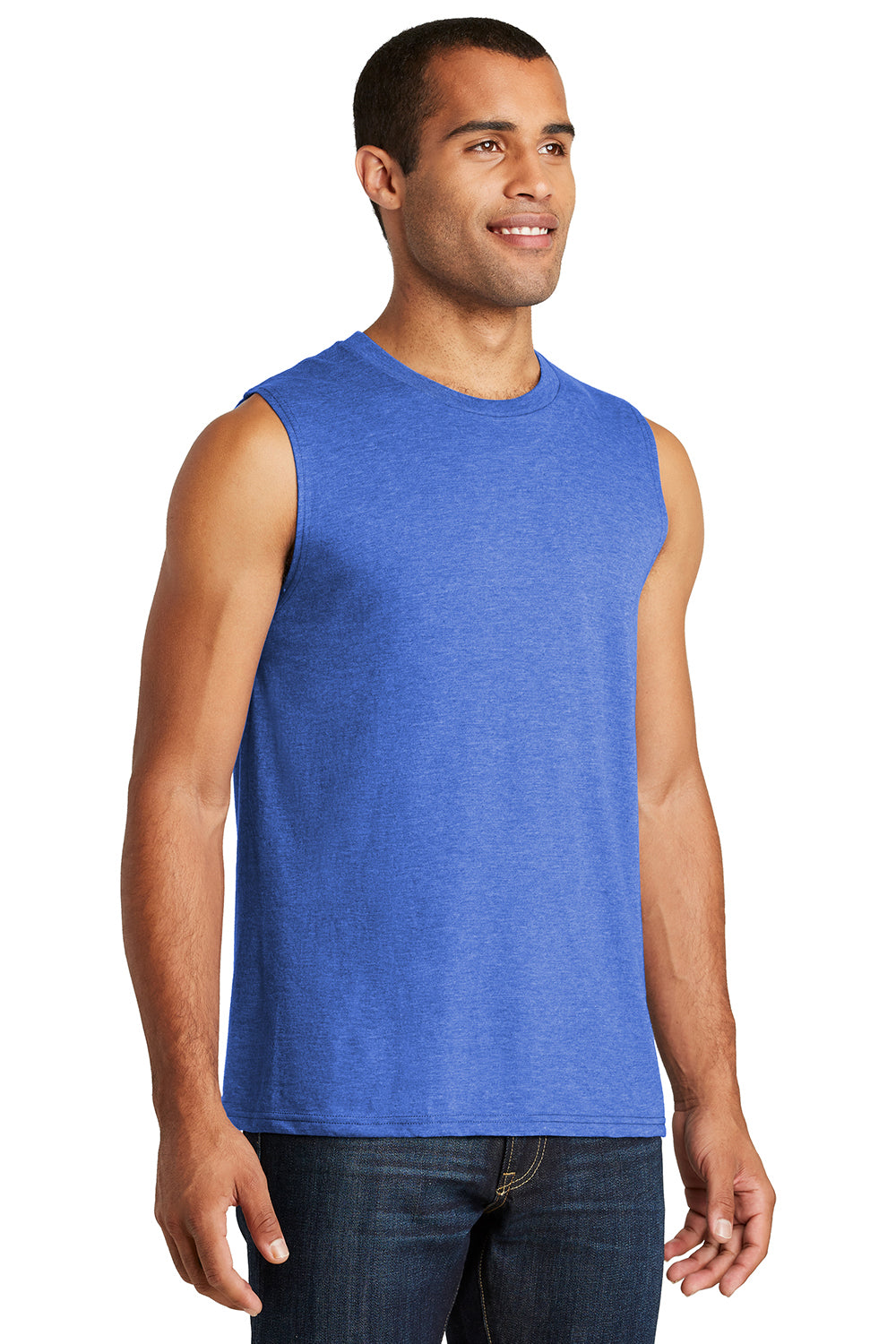 District DT6300 Mens Very Important Muscle Tank Top Royal Blue Frost Model 3q